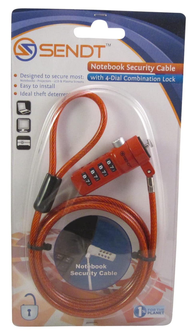 Sendt Red Notebook/Laptop Combination Lock Security Cable - Image 2